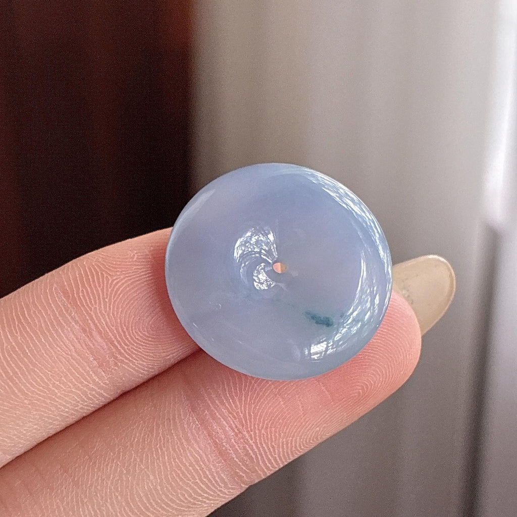 糯冰紫罗兰飘花平安扣挂件 天然缅甸Ａ货翡翠（yc497756）
