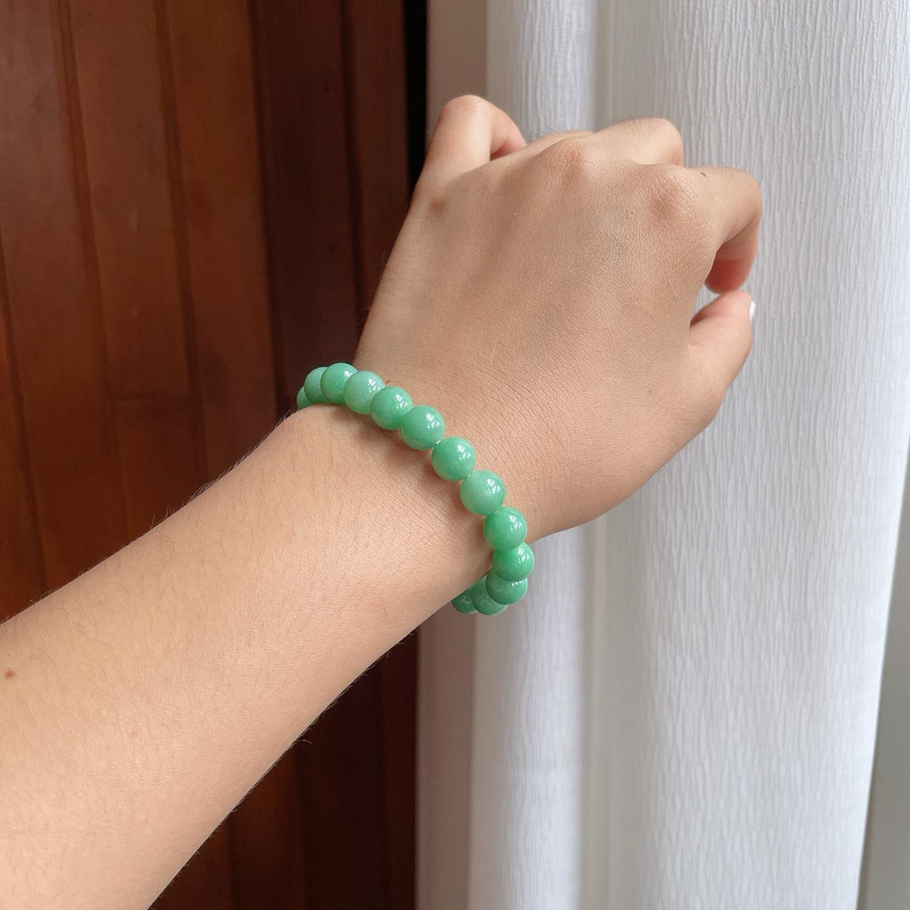 糯种满绿翡翠珠串手串（yc248493）