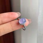 18k金钻镶冰种紫罗兰翡翠蛋面戒指（内径16.8）（yc183810）