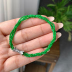 18k金钻镶糯冰种满绿小米珠手链（yc198901）