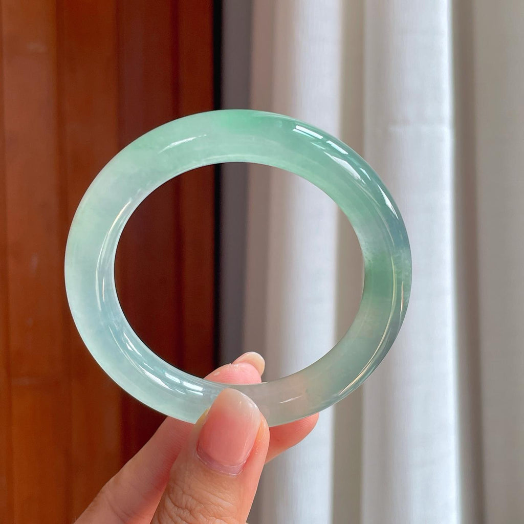 冰种蓝晴底翡翠圆条手镯（54.8mm）（yc407666）