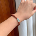 18k金钻镶冰种带底色翡翠豆子手串（yc249166）