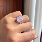 Nhẫn Ngọc Phỉ Thúy Myanmar Loại A Tự Nhiên Màu Tử La Lan Băng Chủng Đính Vàng 18k (yc450084)