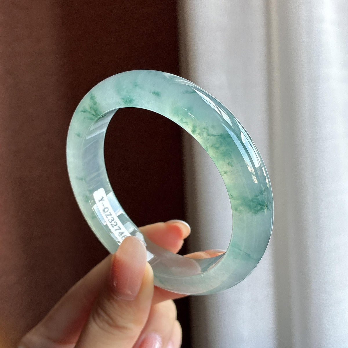 高冰种起光飘花正圈平安镯 54圈（yc760007）