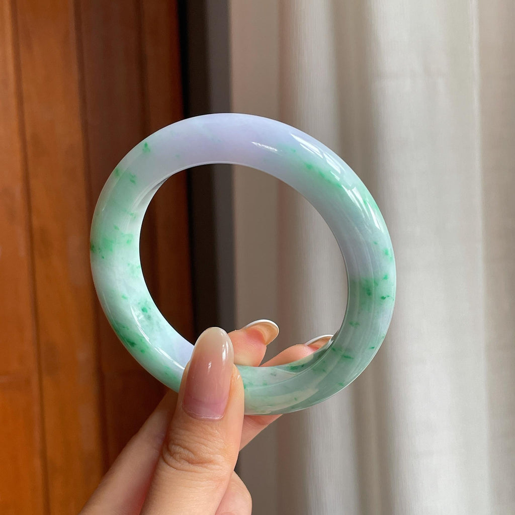 糯冰带色翡翠平安镯（56.2mm)（yc417347）