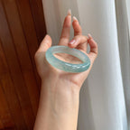冰种飘花翡翠平安镯（53mm）（yc312334）