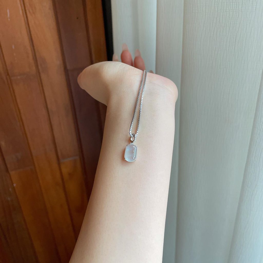 18k金镶冰种无色翡翠无事牌（yc274582）