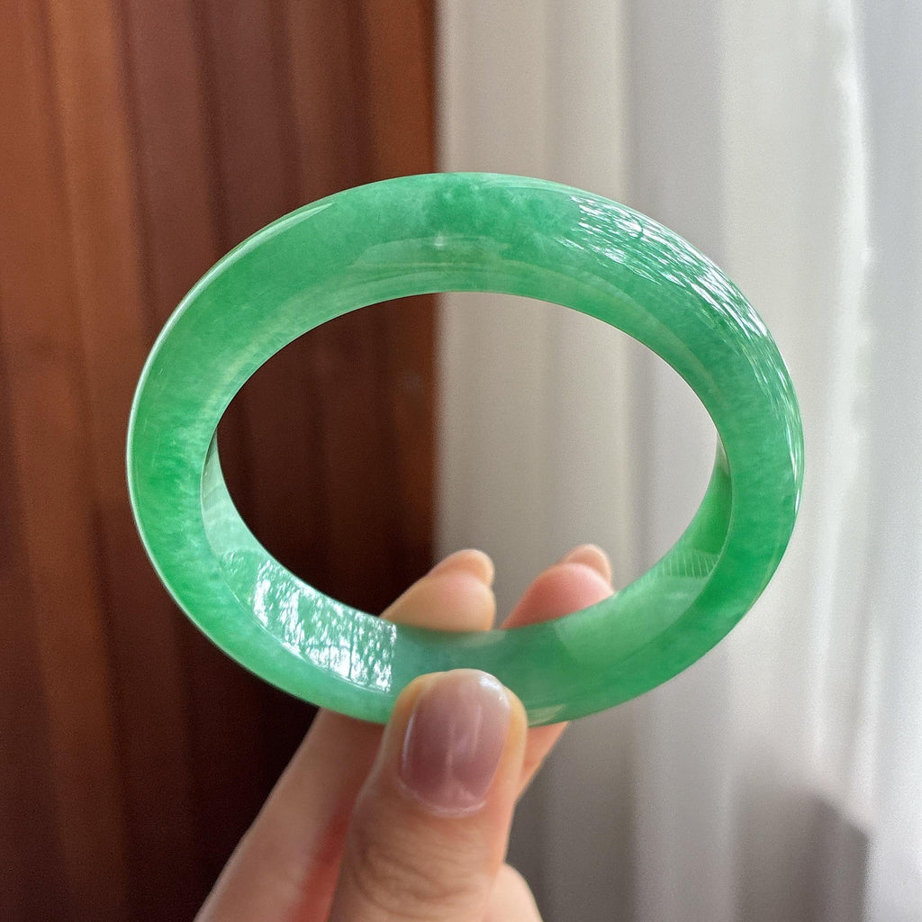 糯冰满绿正圈平安镯 54圈 天然缅甸A货翡翠（yc495381）