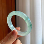 冰种飘花翡翠平安镯（55.7mm）（yc278697）