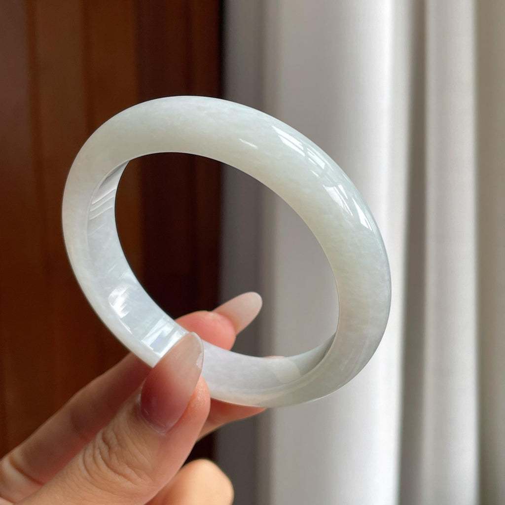 糯冰白月光翡翠平安镯（55.5mm）（yc303135）