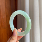 糯冰黄翡翡翠圆条手镯（53mm)（yc414705）