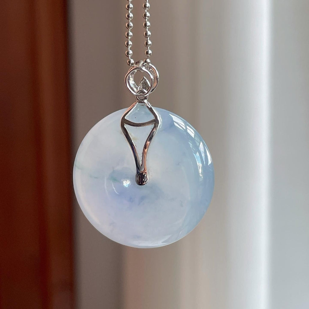 18k金扣糯冰飘花翡翠平安扣（yc255811）