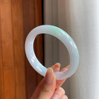糯冰白底青翡翠平安镯（59.6mm)（yc399301）