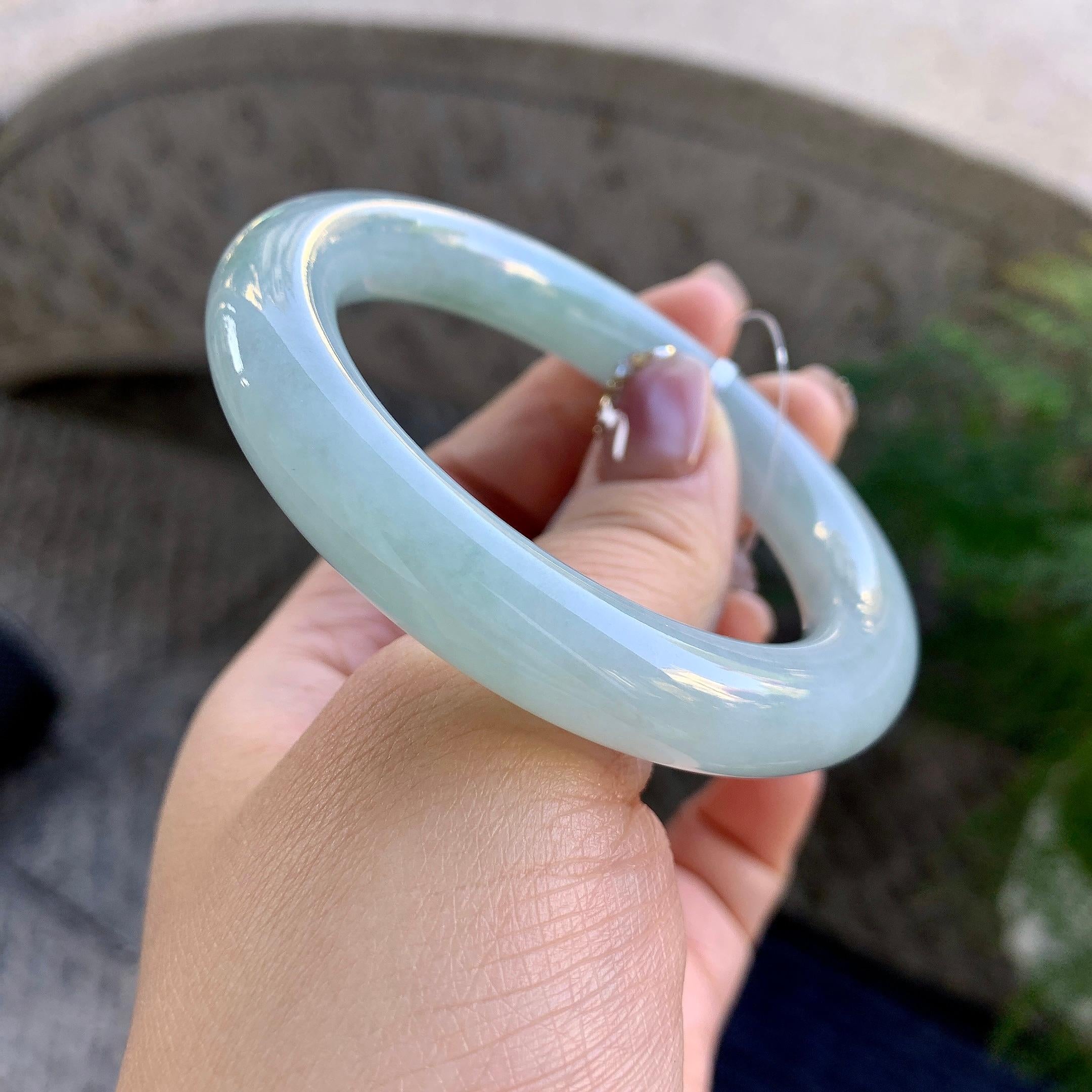 细糯种淡晴底圆条手镯（53.3mm）（yc274588）
