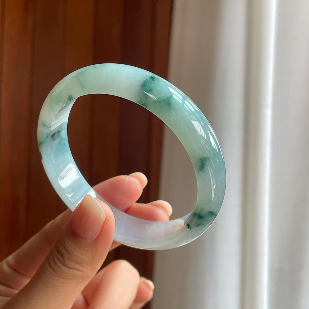糯冰飘花翡翠平安镯（58.6mm）（yc389550）