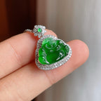 18k金镶冰种满绿翡翠佛公（yc247657）