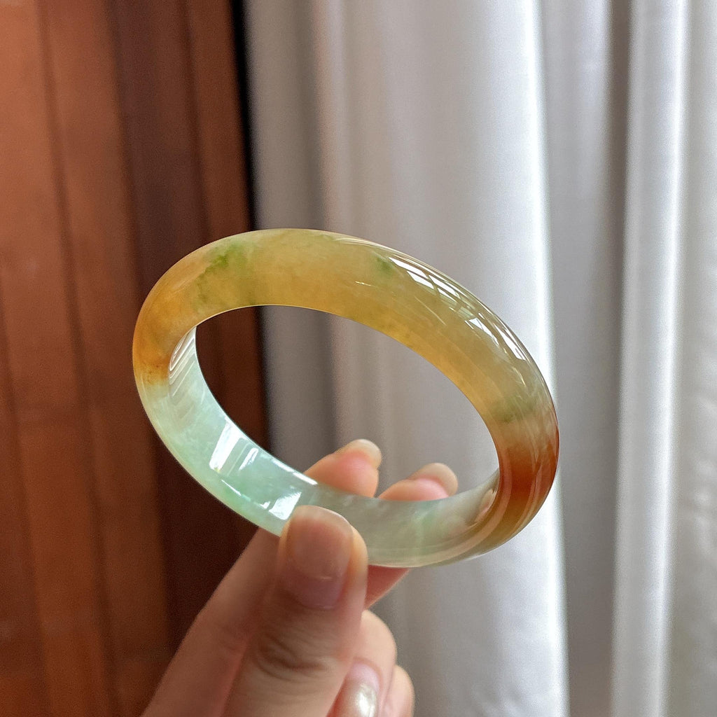 糯冰种黄翡特色正圈平安镯 53圈 天然缅甸A货翡（yc484492）