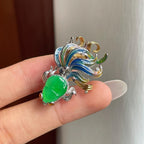 18k金钻镶糯冰满绿翡翠金鱼胸针（yc260369）