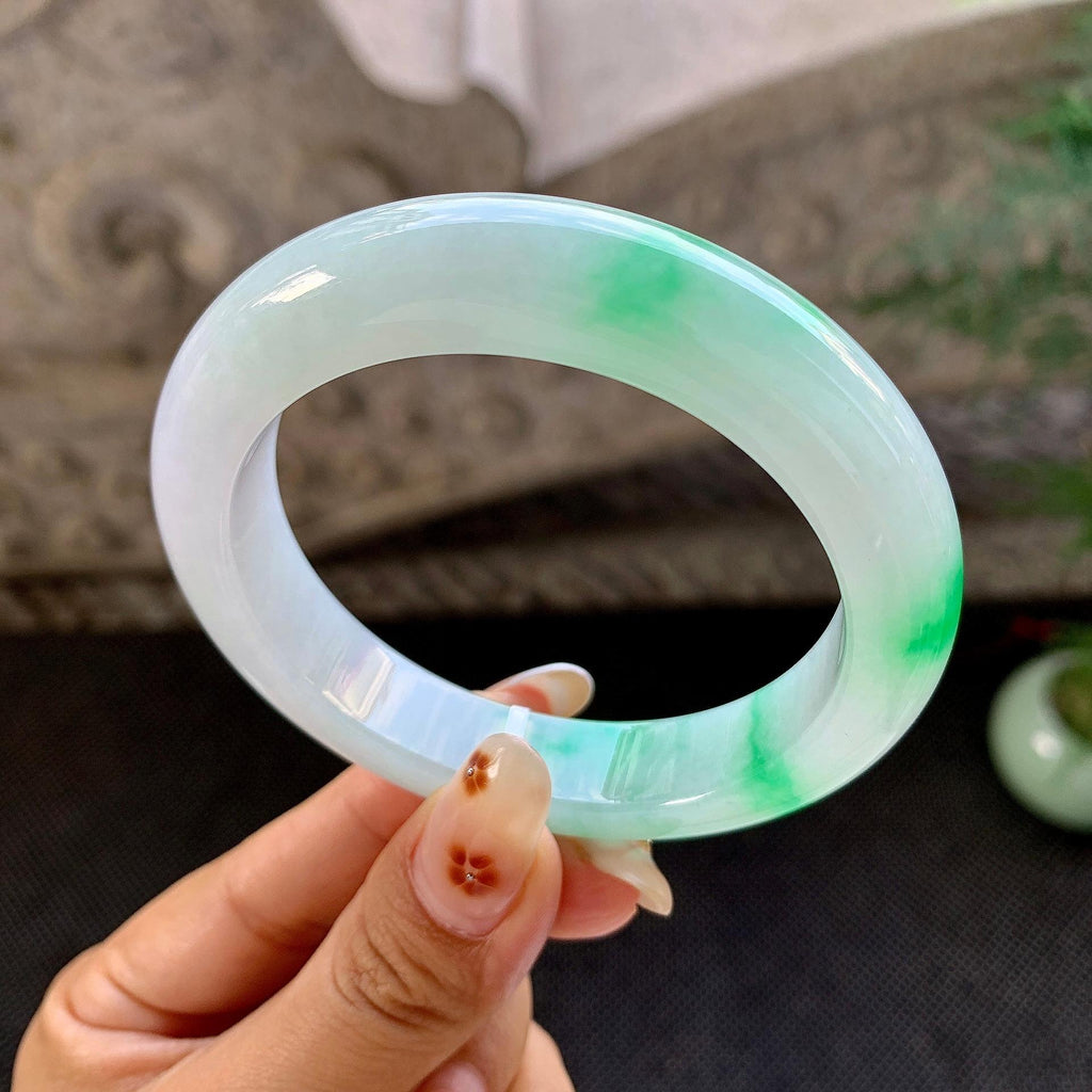 细糯种飘绿平安镯（56mm）（yc264525）