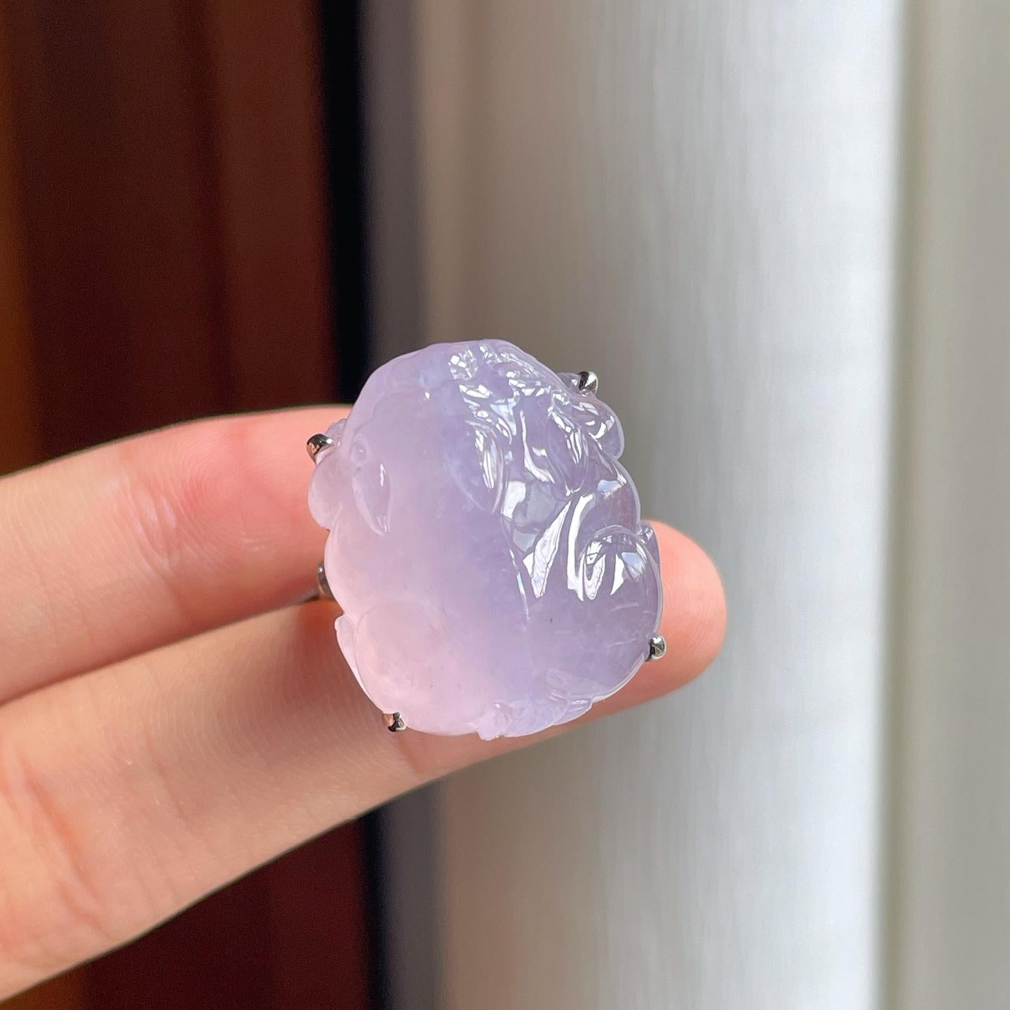 18k金钻镶冰种粉春貔貅戒指（yc253144）