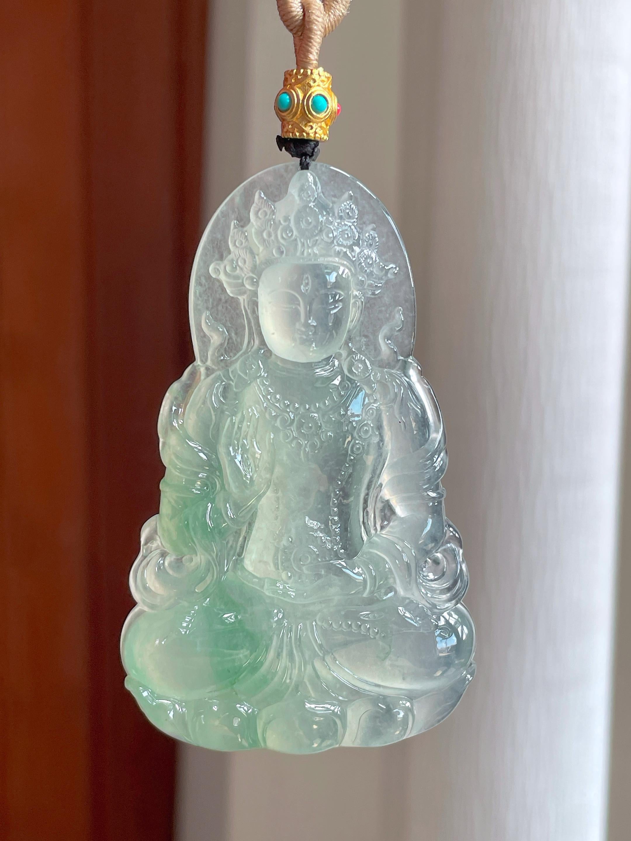 冰种飘花翡翠度母（yc328052）