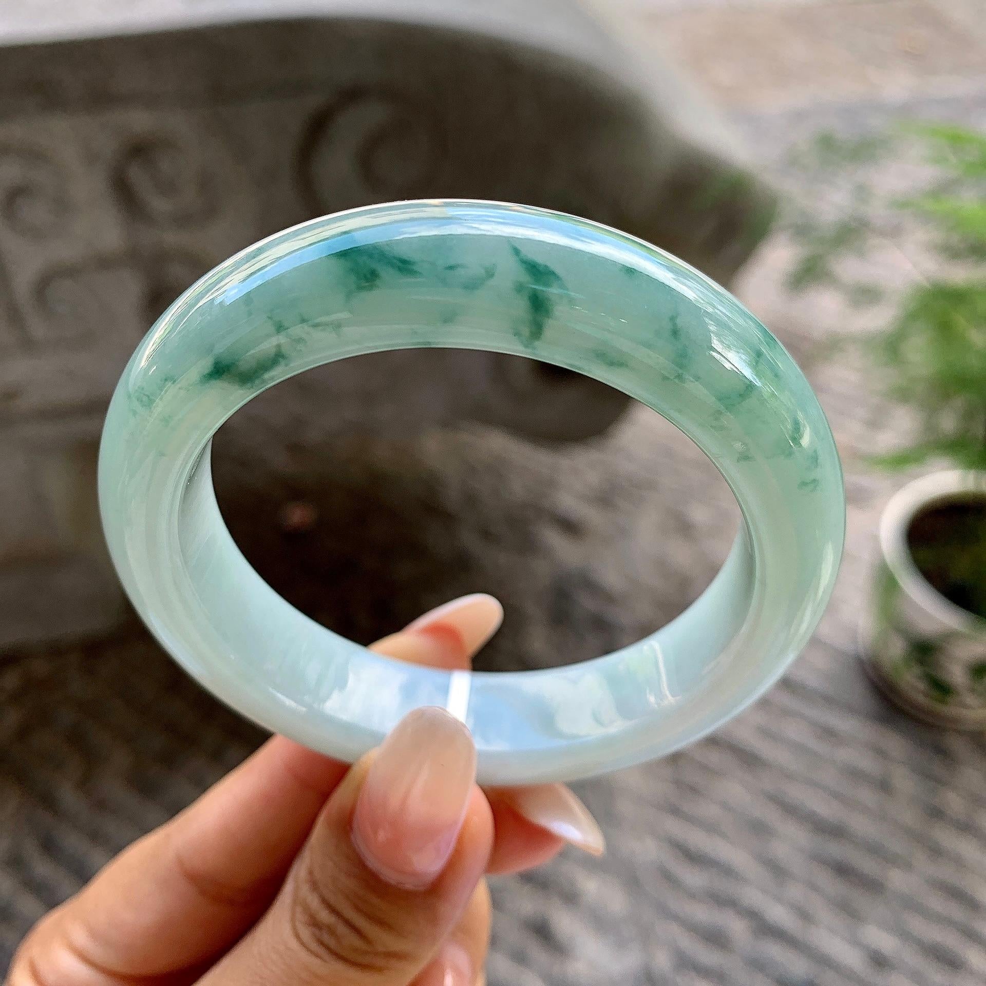 细糯种飘花平安镯（55mm）（yc202356）