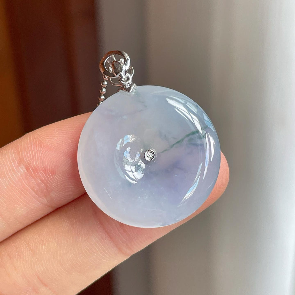 18k金扣糯冰飘花翡翠平安扣（yc255811）