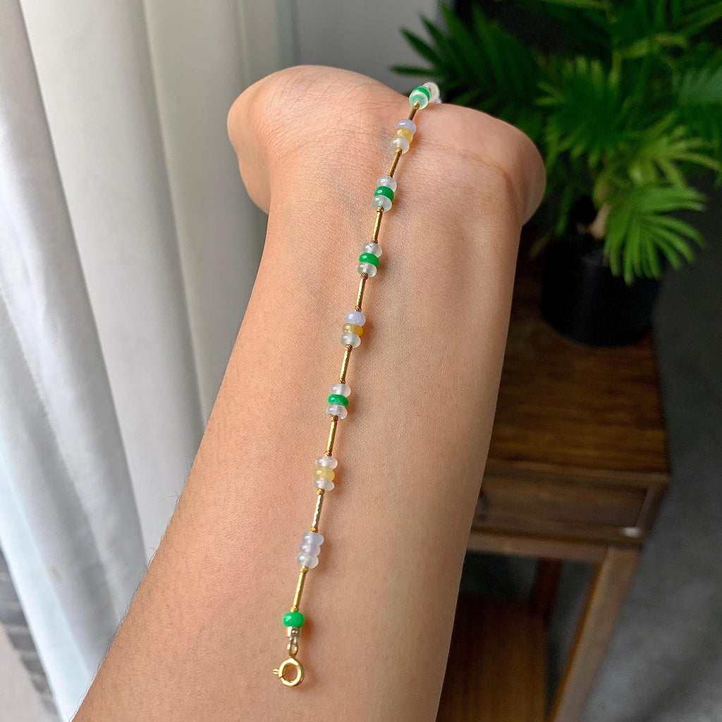 糯冰种多彩算盘珠手链（yc207283）