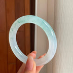 冰种飘花翡翠圆条手镯（56.4mm)（yc342950）