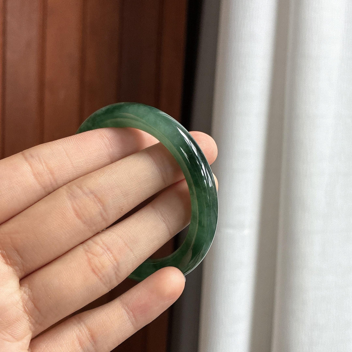 小圈口 糯冰水墨花圆条手镯 48圈（yc750078）