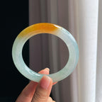 冰种晴底黄翡圆条翡翠手镯（59.5mm）（yc376691）