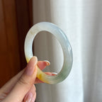 糯冰黄翡特色翡翠圆条手镯（51.5mm)（yc423126）