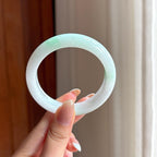糯冰白底青翡翠平安镯（54mm)（yc396375）