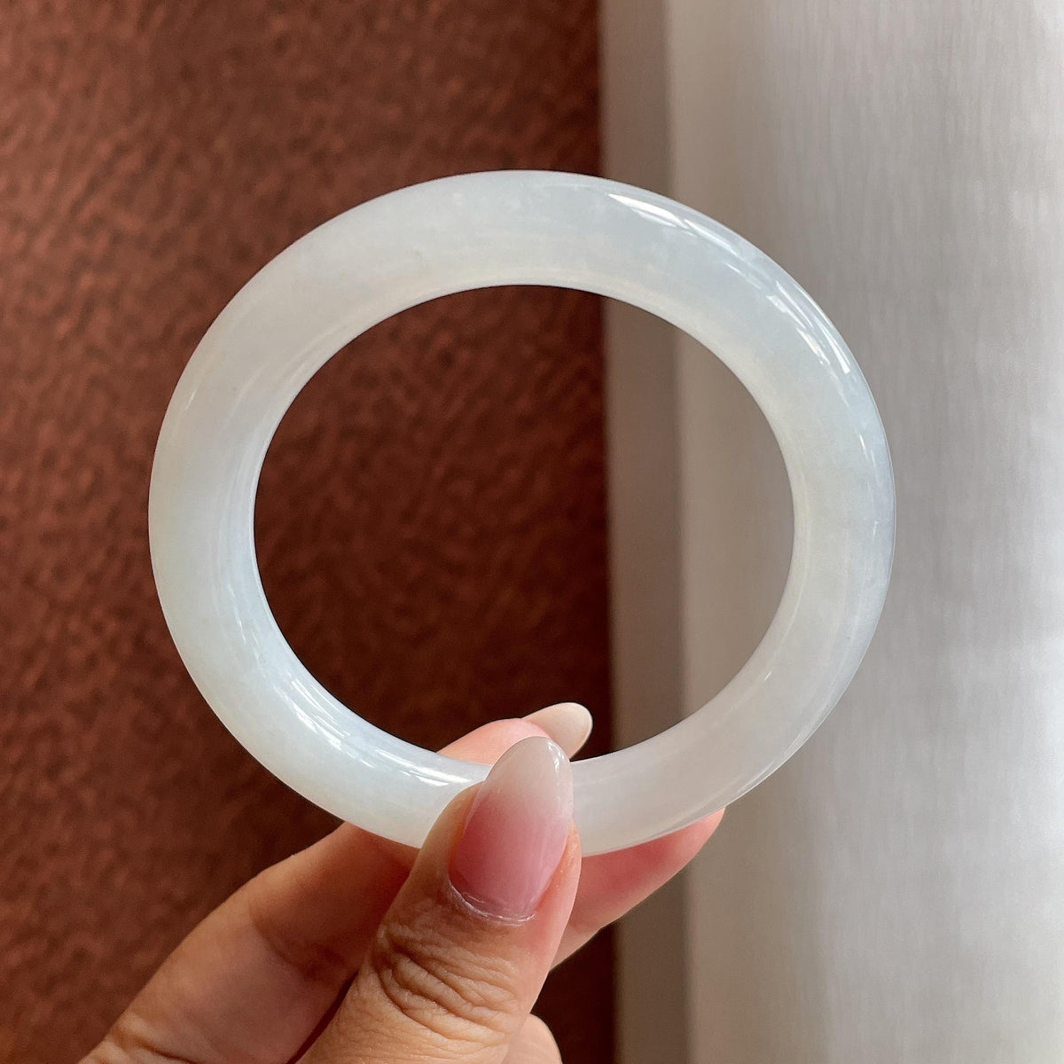 糯冰雪花棉白月光圆条手镯 53圈（yc732871）