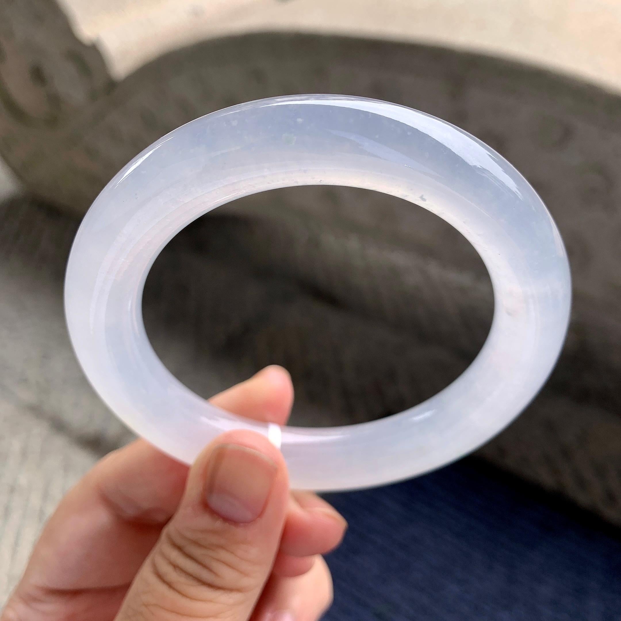 糯冰种无色圆条手镯（58mm）（yc228492）