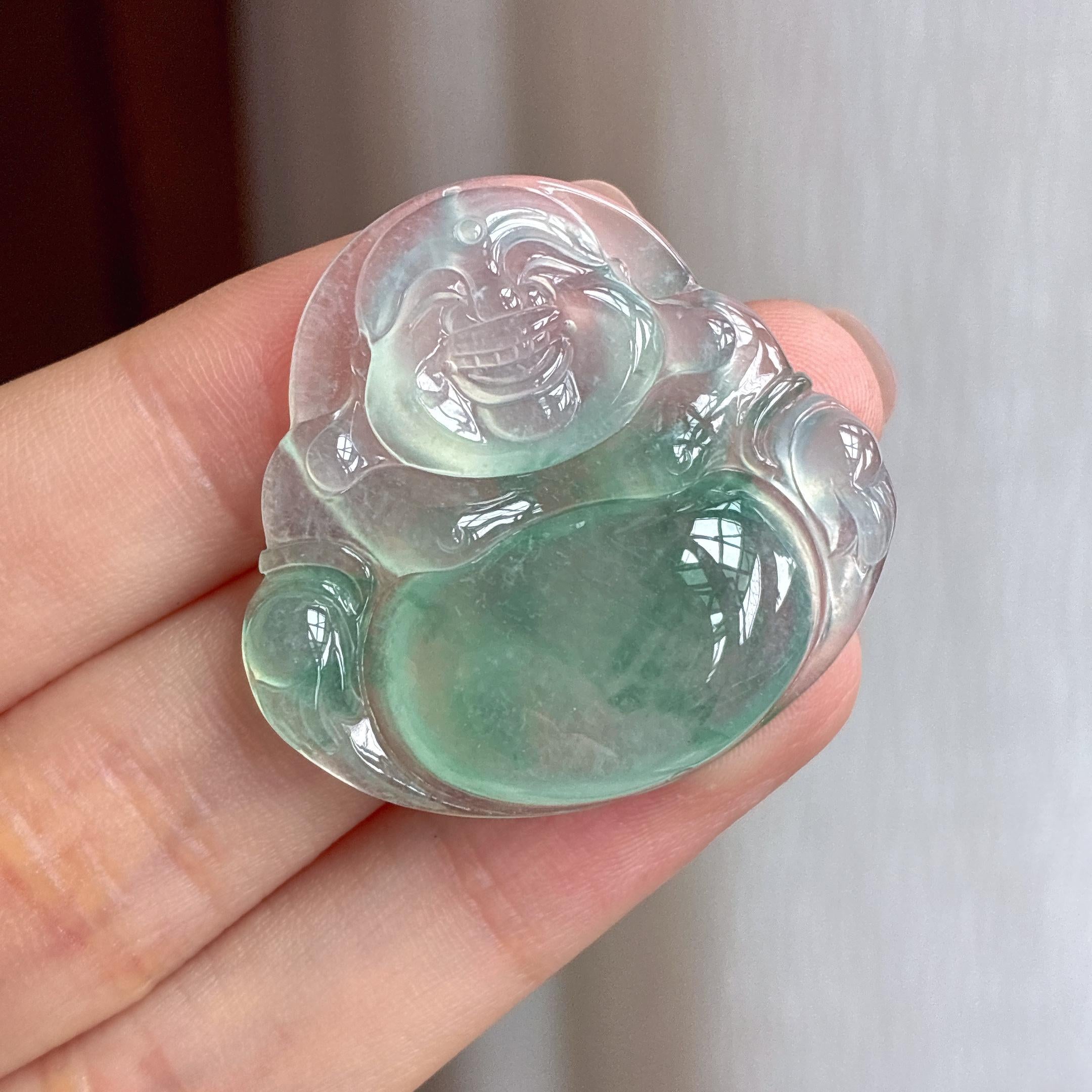 冰种飘花翡翠佛公（yc429072）