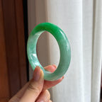 糯冰带色翡翠平安镯（54mm)（yc423065）