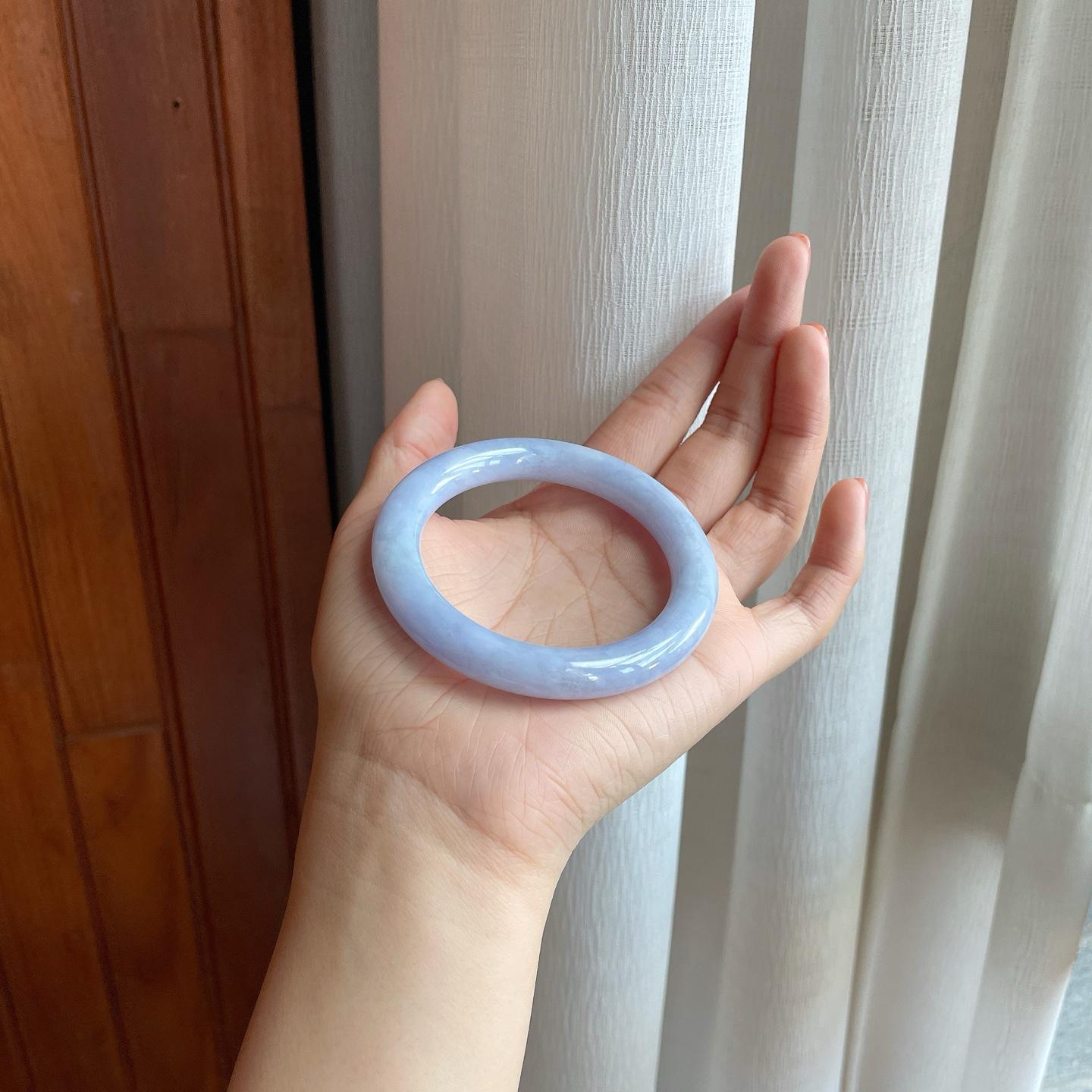糯冰紫罗兰翡翠圆条手镯（54.5mm）（yc310298）