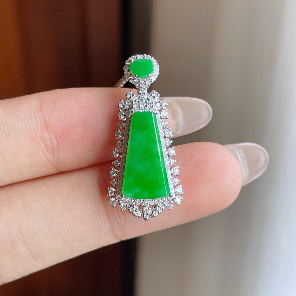 18k金镶糯冰翡翠无事牌（yc241870）