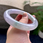 细糯种淡粉底飘花圆条手镯（59mm）