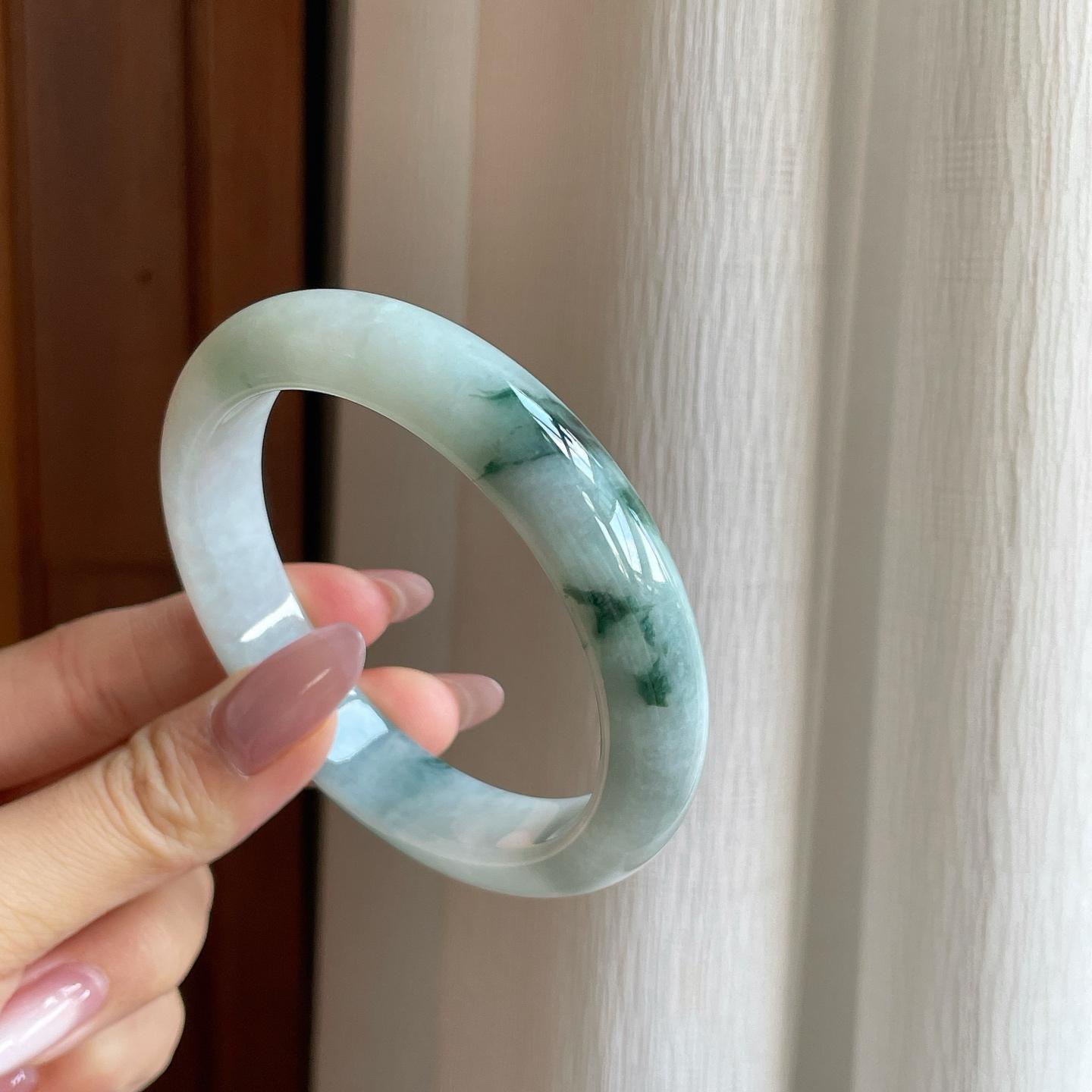 糯冰飘花翡翠平安镯（59.8mm）（yc291901）
