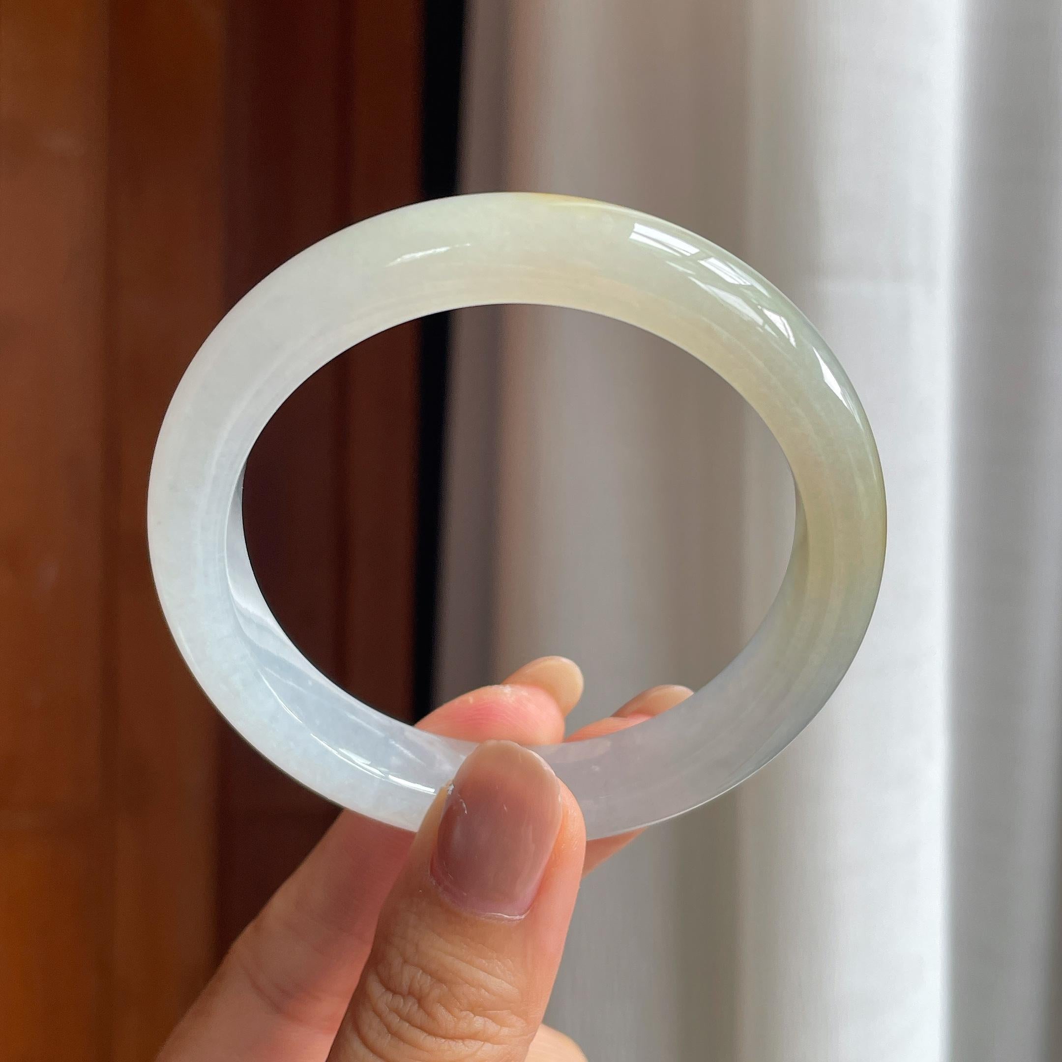 糯冰黄翡翡翠平安镯（56.5mm）（yc411293）