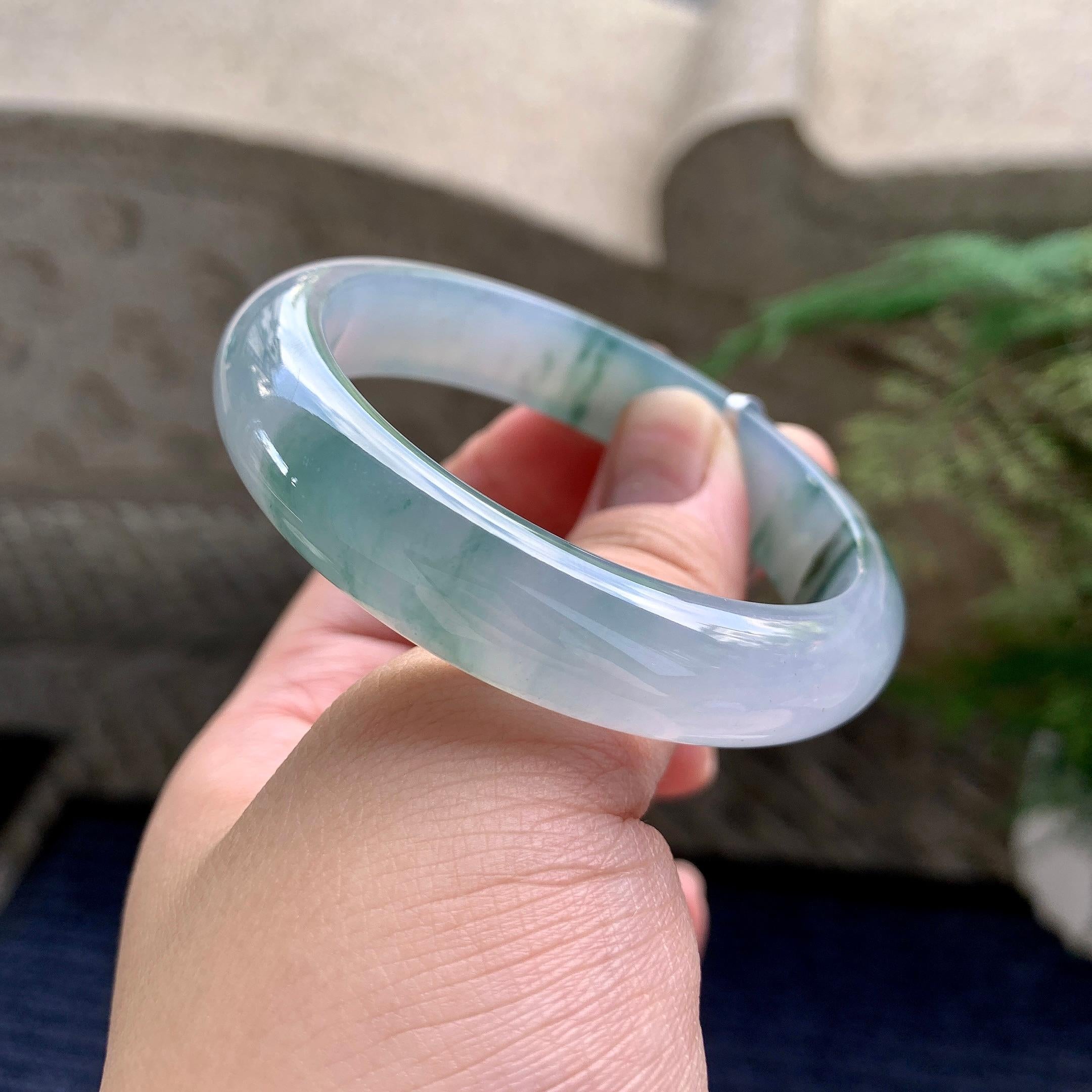 糯冰种飘花平安镯（51.2mm）（yc226065）