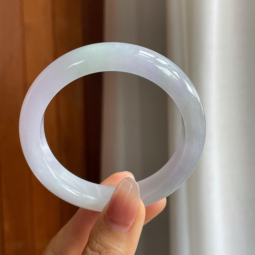 糯冰淡紫罗兰翡翠平安镯（55.5mm）（yc312925）