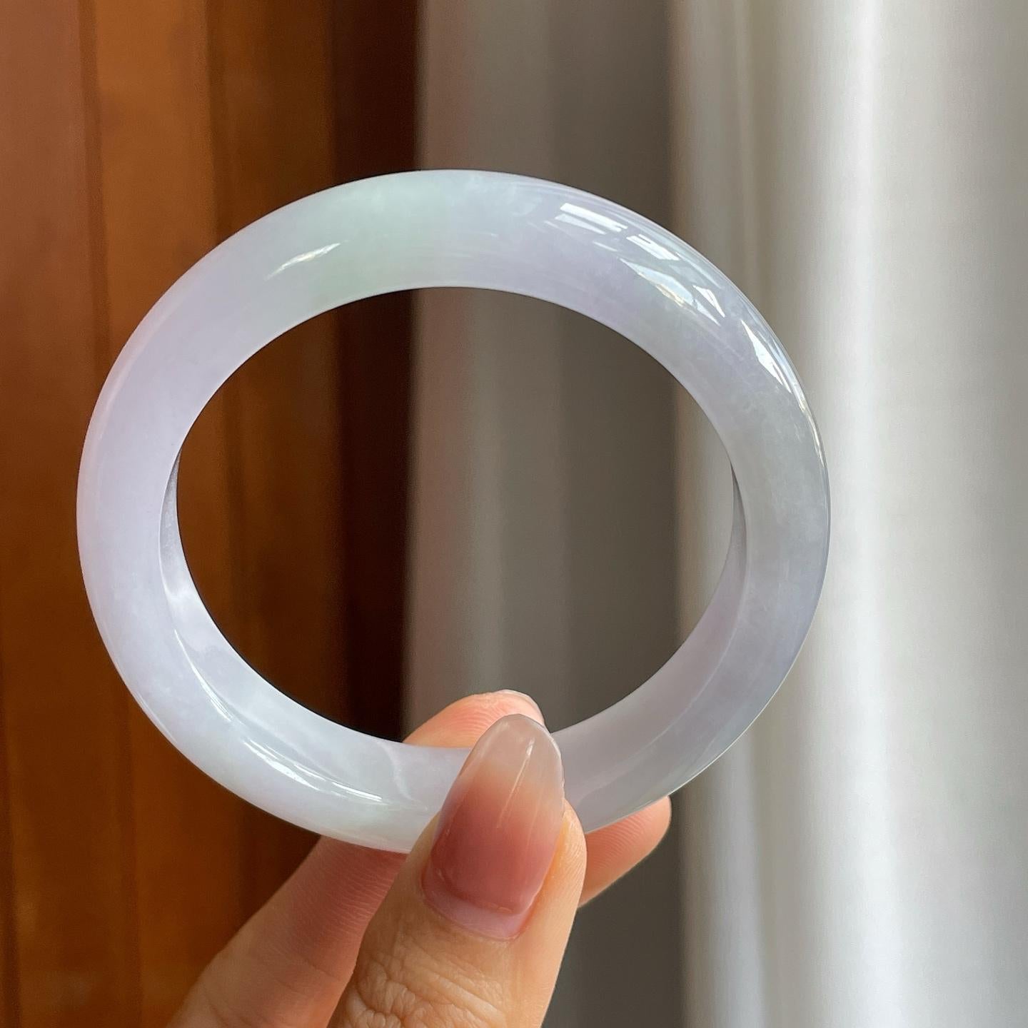 糯冰淡紫罗兰翡翠平安镯（55.5mm）（yc312925）