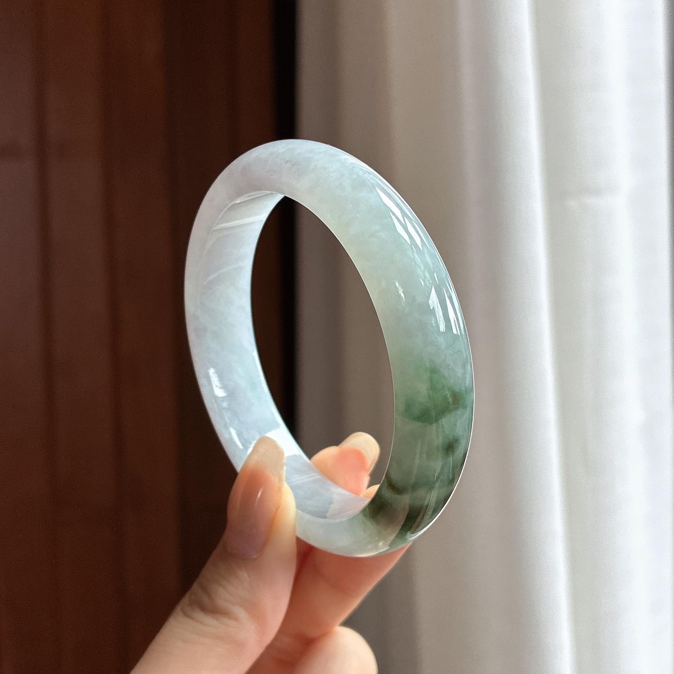 细糯种飘花正圈平安镯 56圈 天然缅甸A货翡翠（yc464561）