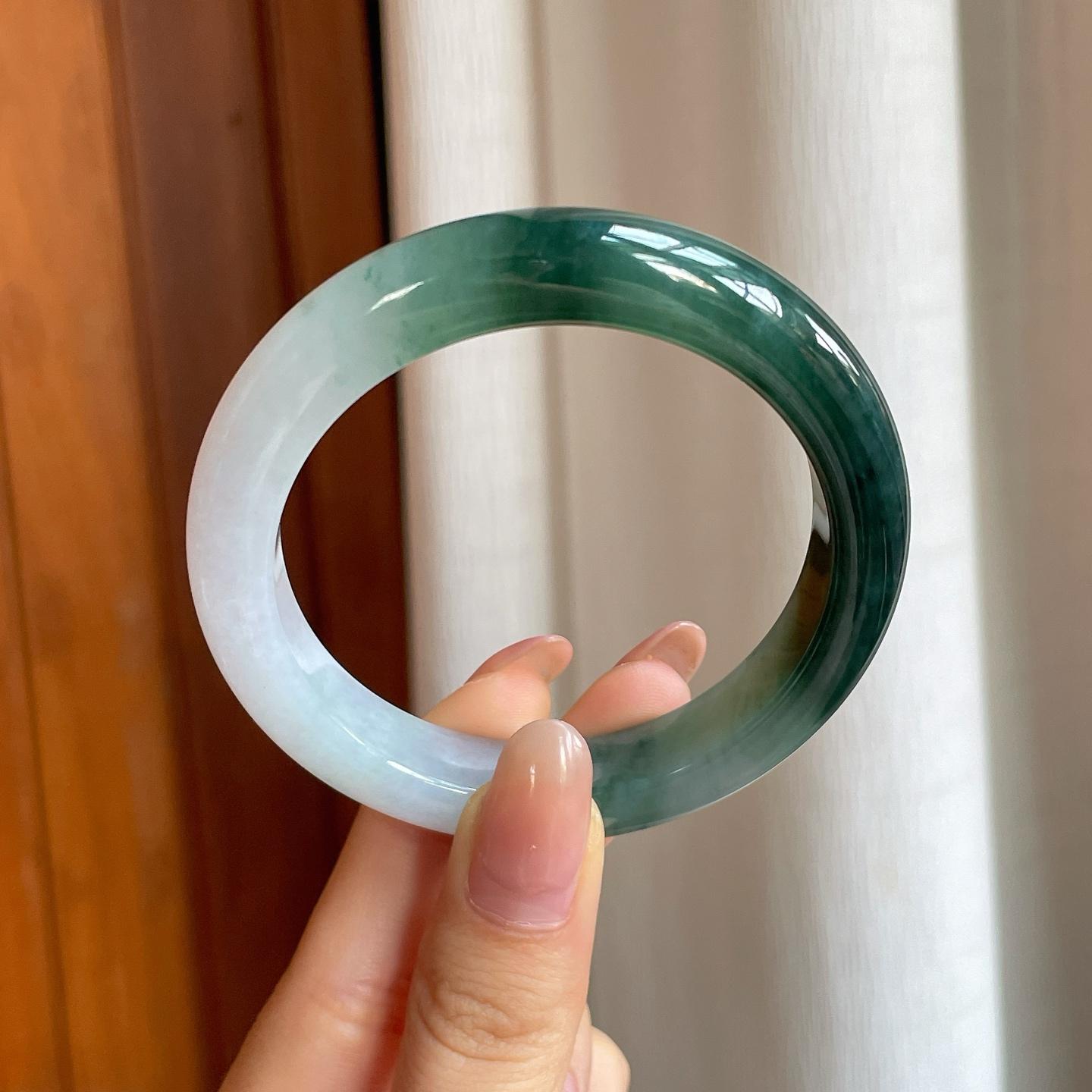 糯冰半山半水翡翠平安镯（54.3mm)（yc362669）