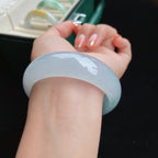 冰种蓝底飘花宽版正圈翡翠手镯（60.5mm）（yc017035）