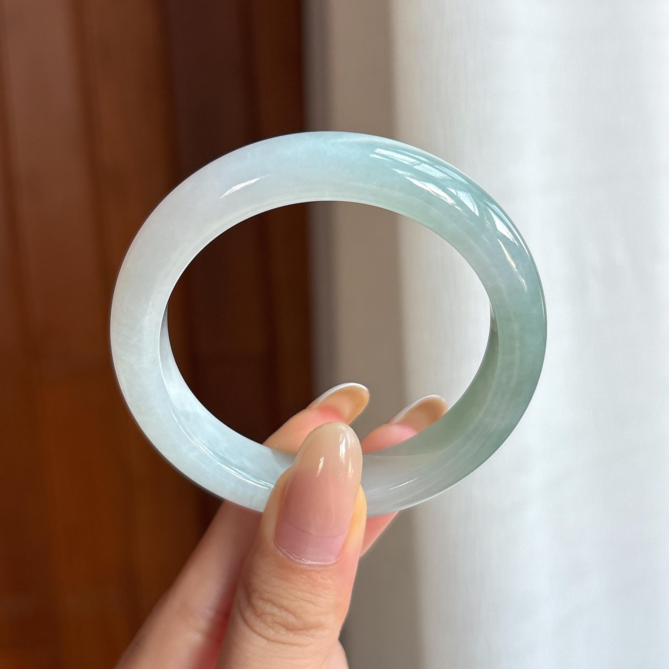 糯冰半山半水翡翠平安镯（51.2mm)（yc424222）
