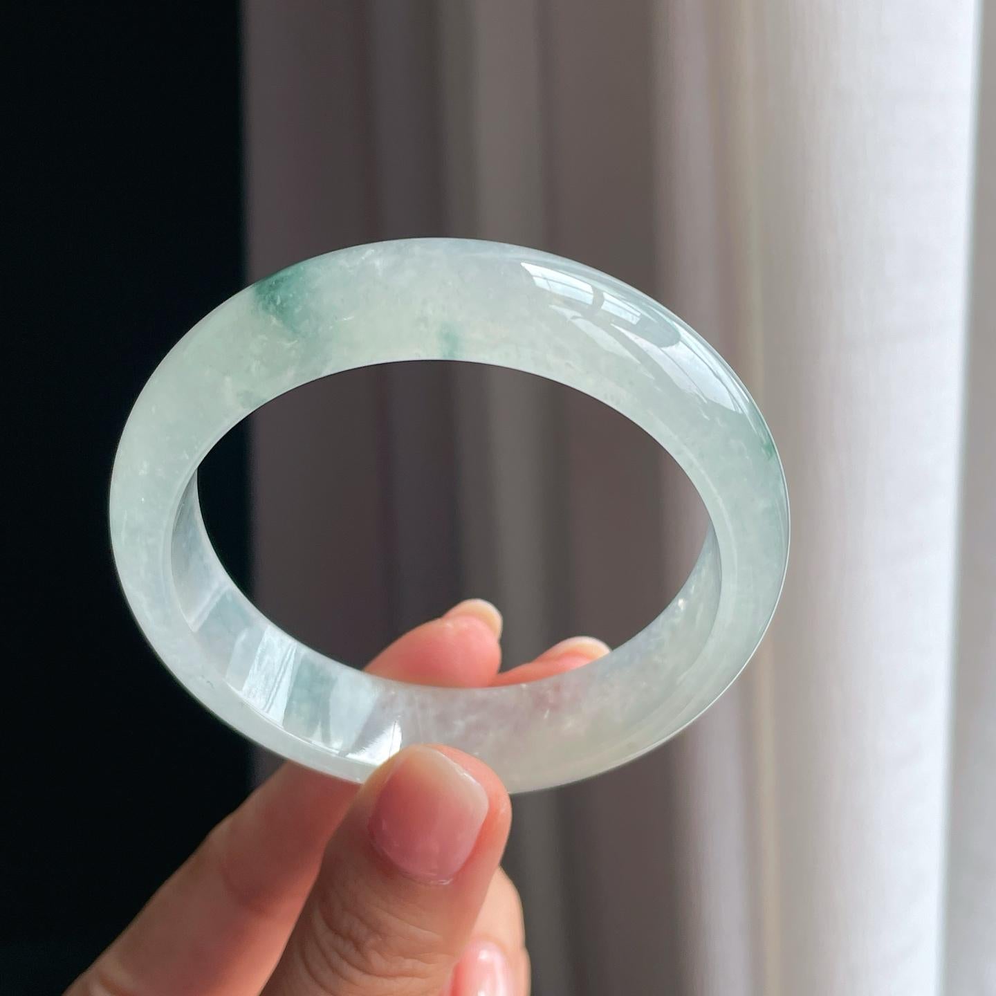 冰种飘花翡翠平安镯（57.5mm）（yc378059）